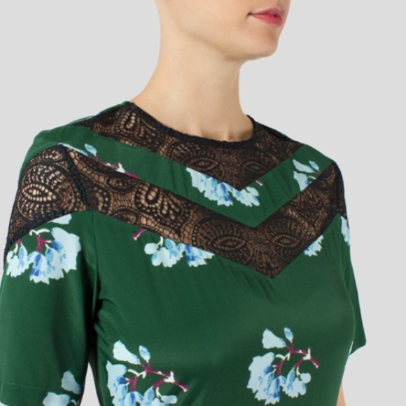 Maje Asymmetric Lace Trimmed Floral Print Silk Blend Dress - Picture 13 of 15